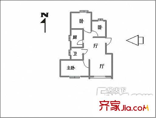 萬(wàn)事達(dá)小區(qū)戶型圖6-6 2室1廳1衛(wèi)1廚