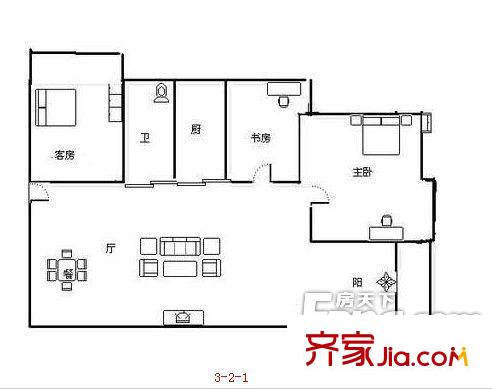 綠都嘉園 3室 戶型圖