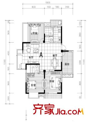 萬(wàn)事達(dá)小區(qū)戶型圖三室兩廳戶型圖1 3室2廳1衛(wèi)1廚