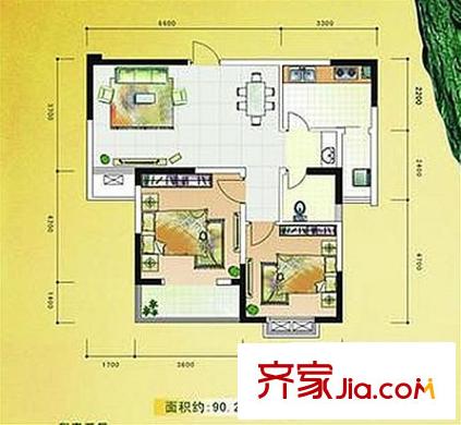綠都嘉園 2室 戶型圖