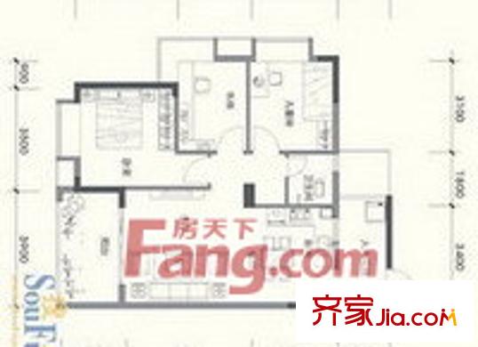 淮三小宿舍戶型圖12-11 2室2廳1衛(wèi)1廚