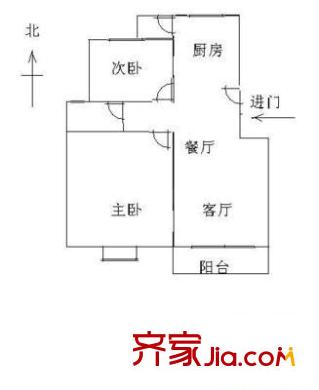 國信嘉園 2室 戶型圖