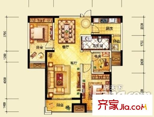 淮三小宿舍戶型圖12-8 2室2廳1衛(wèi)1廚