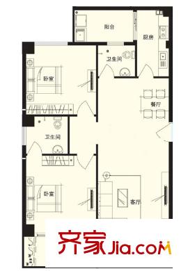 高壓開關(guān)廠宿舍 2室 戶型圖