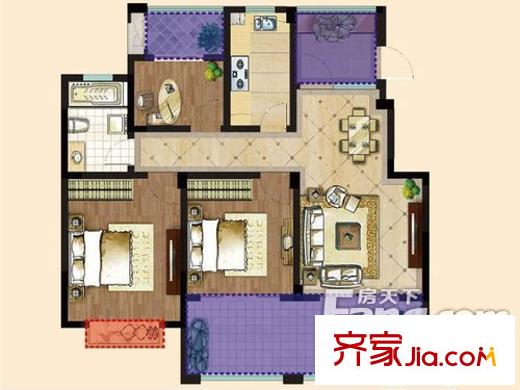 豪世優(yōu)庭 3室 戶型圖