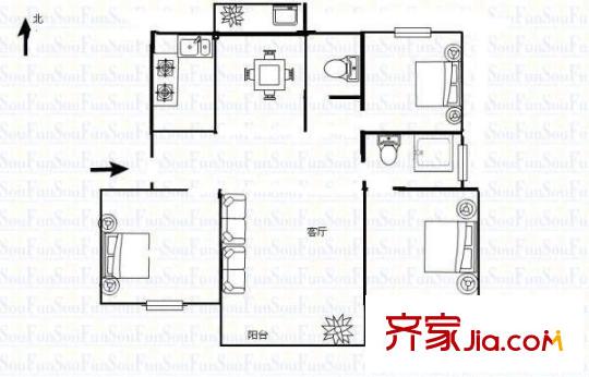 鳳巢園 2室 戶型圖