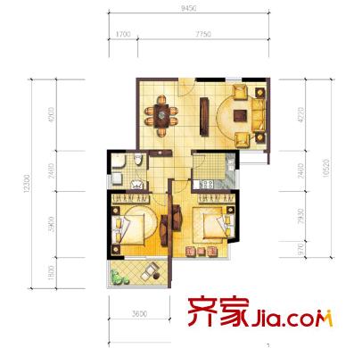圣大國際 2室 戶型圖