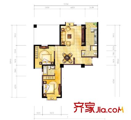 圣大國際 2室 戶型圖