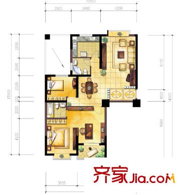 圣大國際 3室 戶型圖