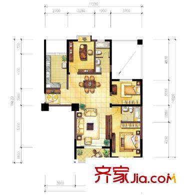 圣大國際 3室 戶型圖