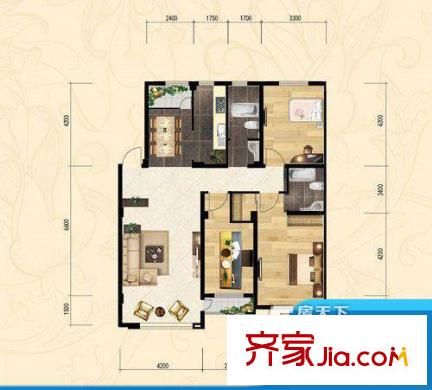 圣大國際 3室 戶型圖