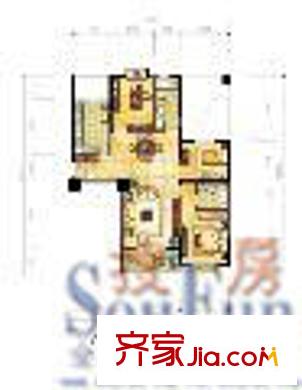 圣大國際戶型圖3室2廳2衛(wèi)1廚