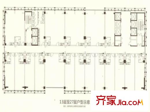 金水黃金廣場(chǎng)6#13-27層戶型分布圖 1室1廳1衛(wèi)1廚