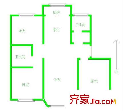 龍騰家園 3室 戶型圖