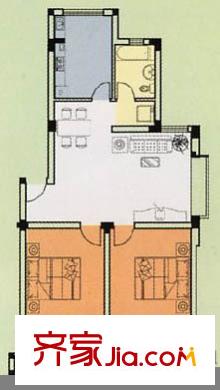 東湖山莊戶型圖2室2廳1衛(wèi)1廚