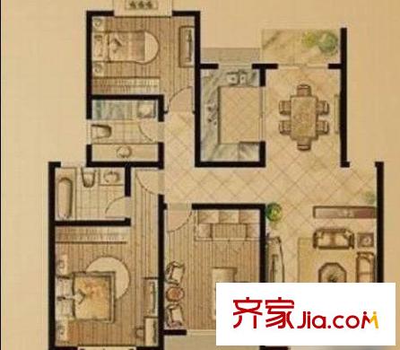 東湖山莊 3室 戶型圖