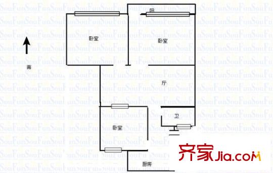 團委宿舍 3室 戶型圖