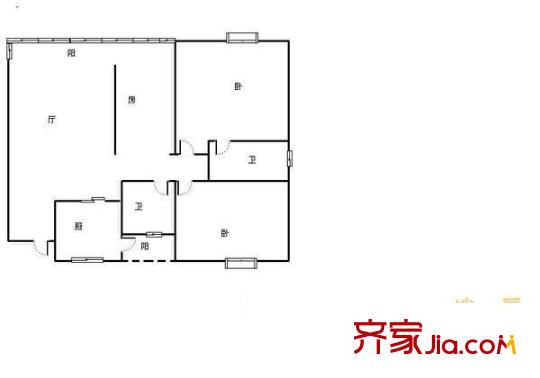團(tuán)委宿舍 3室 戶型圖