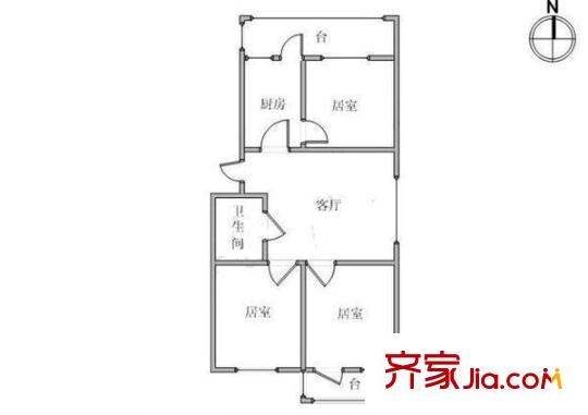 團委宿舍 3室 戶型圖