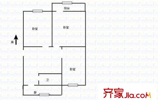 團(tuán)委宿舍 3室 戶型圖
