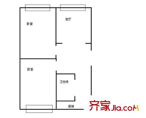 團(tuán)委宿舍 2室 戶型圖