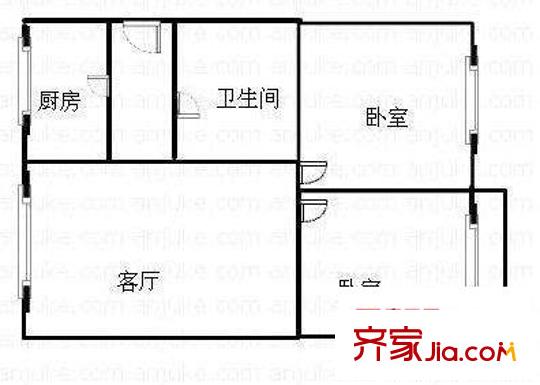 岳西東村 2室 戶型圖