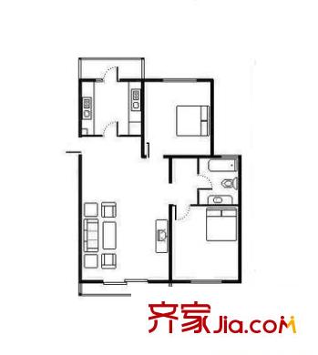 岳西東村 2室 戶型圖