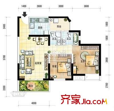 岳西東村 2室 戶型圖