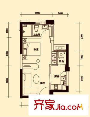 豐盛華庭戶型圖1 1室1廳1衛(wèi)1廚
