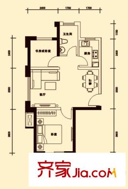 豐盛華庭戶型圖2 2室2廳1衛(wèi)1廚