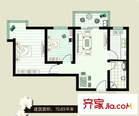 岳楓園 2室 戶型圖