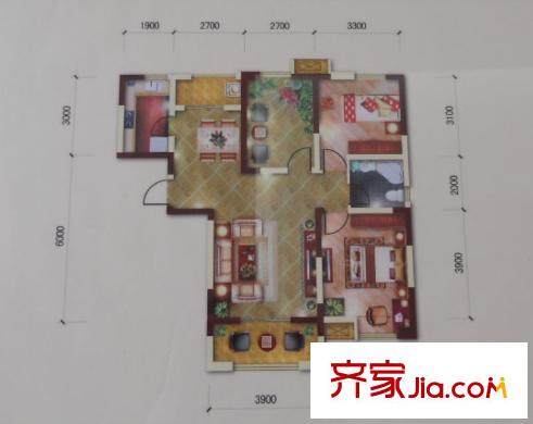 豐盛華庭戶型圖7 2室2廳1衛(wèi)1廚