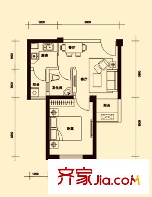 豐盛華庭戶型圖3 2室2廳1衛(wèi)1廚