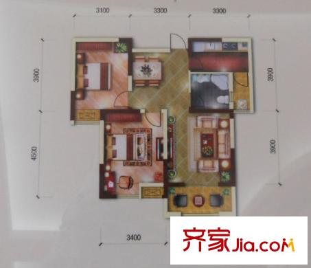 豐盛華庭戶型圖8 2室2廳1衛(wèi)1廚