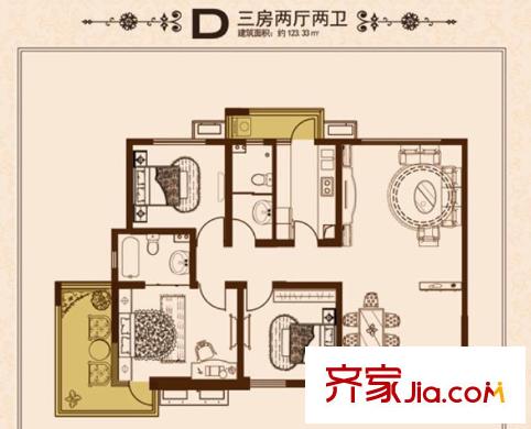 錦繡大地城 3室 戶型圖