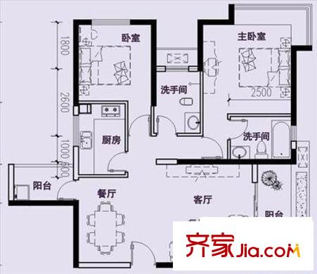 化工西村 2室 戶型圖