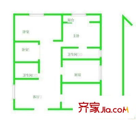 國風東風小區(qū) 2室 戶型圖