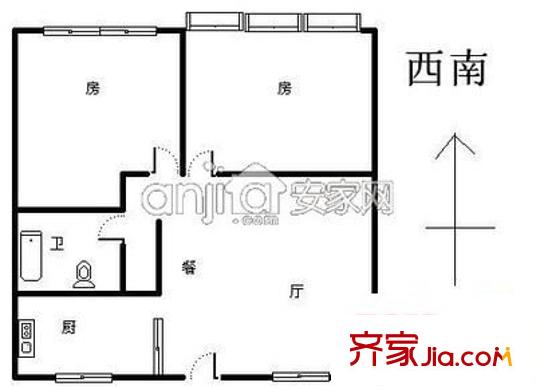 聚億城市經(jīng)典花園 2室 戶型圖