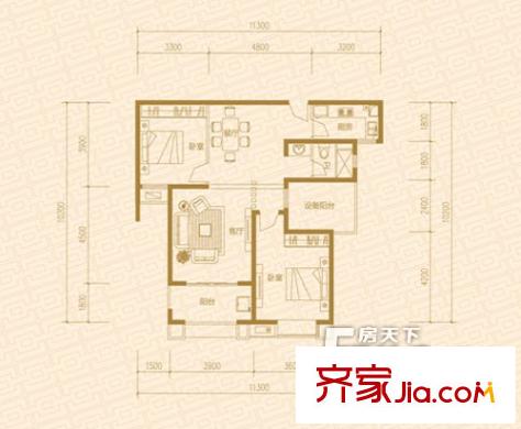 錦繡大地城 2室 戶型圖