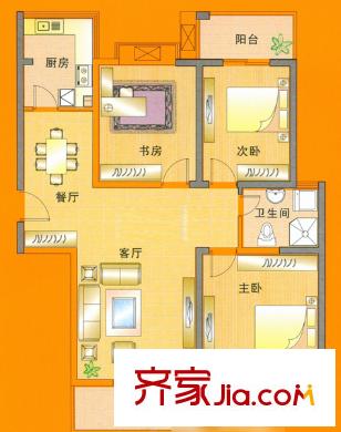 同城花園 3室 戶(hù)型圖