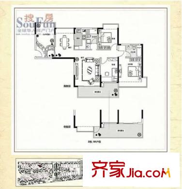 麗水天錦苑 1室 戶型圖