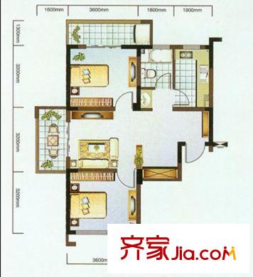 麗水天錦苑戶型圖戶型圖 2室2廳1衛(wèi)1廚