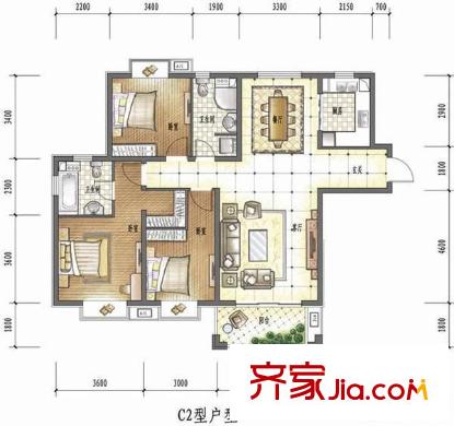 盛景融城 3室 戶型圖