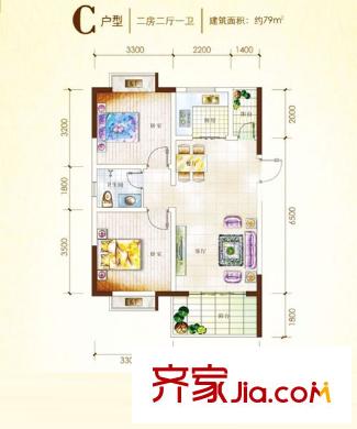 幸福園小區(qū) 2室 戶(hù)型圖