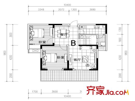 幸福園小區(qū)戶型圖兩室兩廳戶型圖7 2室2廳1衛(wèi)1廚