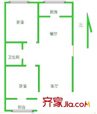 幸福園小區(qū) 2室 戶(hù)型圖