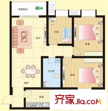 琥珀中村 3室 戶型圖
