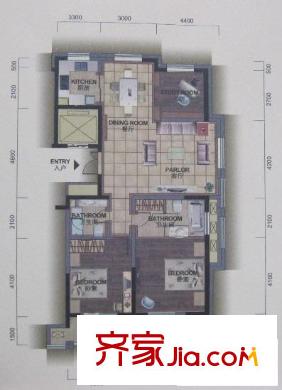 銀馬公寓戶型圖A戶型 3室2廳2衛(wèi)1廚