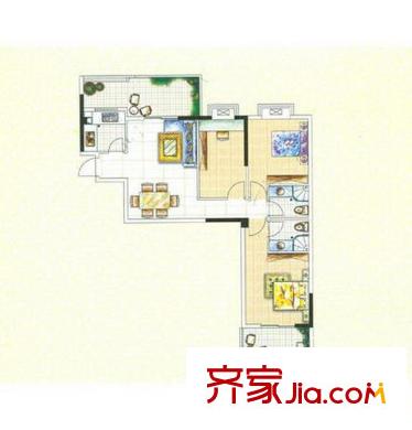 黎陽(yáng)嘉苑戶(hù)型圖C戶(hù)型兩室兩廳二衛(wèi)105平方米 2室2廳2衛(wèi)1廚