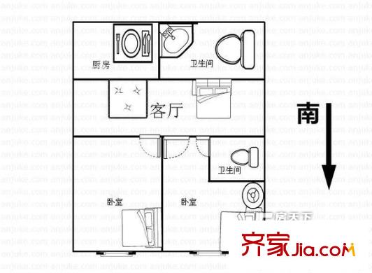 安凱集團宿舍 3室 戶型圖